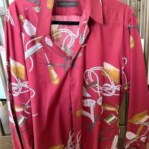 Louis Vuitton Burgundy Graphic Men's Shirt